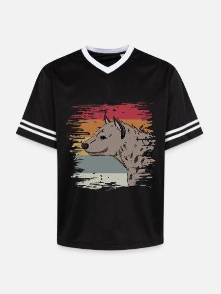 Hyäne - Unisex Football Style Mesh T-Shirt - Schwarz/Weiß