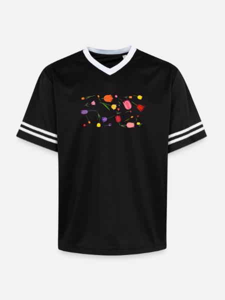 Blumen - Unisex Football Style Mesh T-Shirt - Schwarz/Weiß