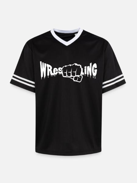 Wrestling - Unisex Football Style Mesh T-Shirt - black/white
