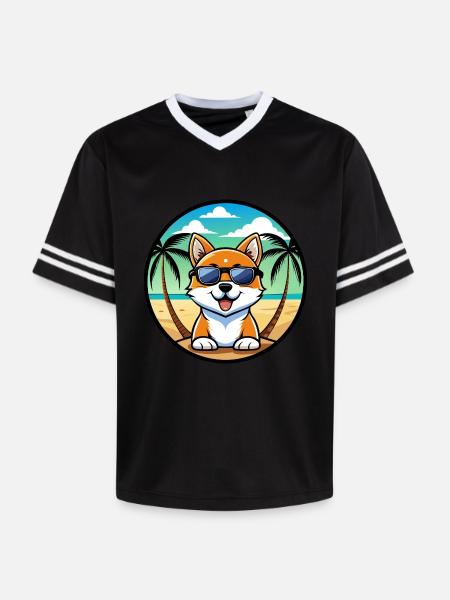 Hokkaido Hondenras Cartoon Zonnebril Strand - Unisex voetbal-T-shirt van mesh - 