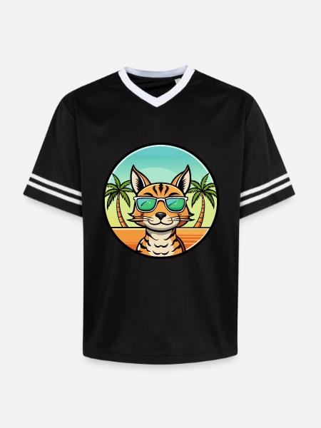 Ocicat Breed Cartoon Sunglasses Beach - Unisex Football Style Mesh T-Shirt - 
