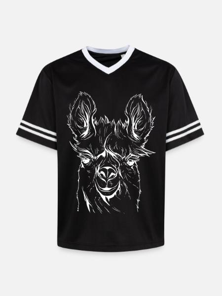 Llama alpaca line drawing - Unisex Football Style Mesh T-Shirt - black/white