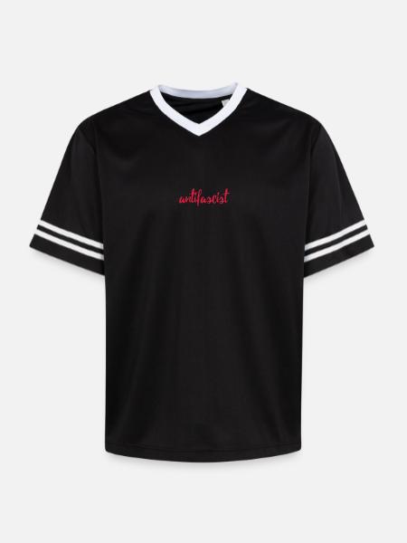 Always Antifascist - Unisex Football Style Mesh T-Shirt - Schwarz/Weiß