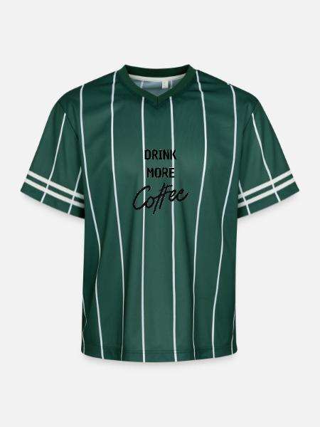 drink more coffee - Unisex Football Style Mesh T-Shirt - Dunkelgrün/Weiß