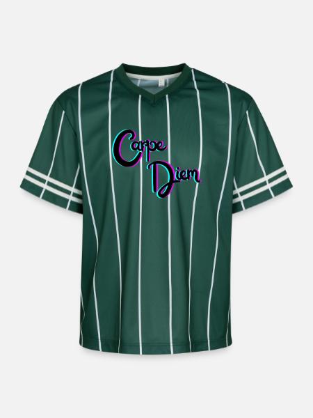 Carpe Diem - Unisex Football Style Mesh T-Shirt - darkgreen/white