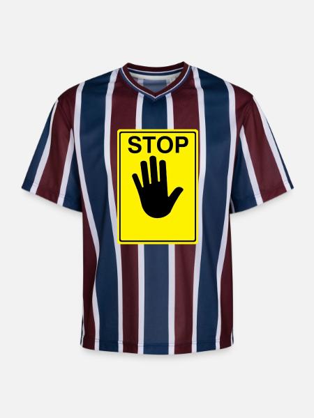 Stop Schild Logo - Unisex Football Style Mesh T-Shirt - Bordeaux/Navy