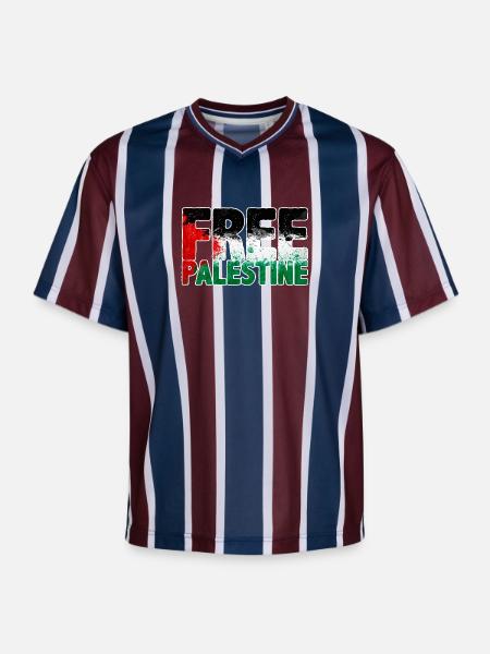free Palestine - Unisex Football Style Mesh T-Shirt - burgundy/navy