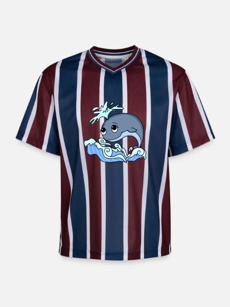 whale - Unisex Football Style Mesh T-Shirt - burgundy/navy