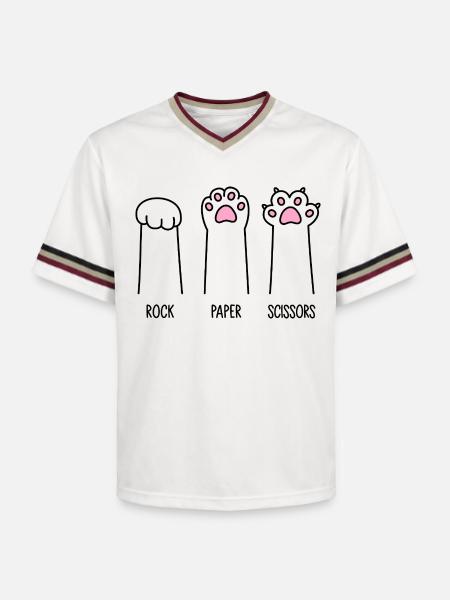 Rock Paper Scissors - Unisex Football Style Mesh T-Shirt - offwhite/burgundy