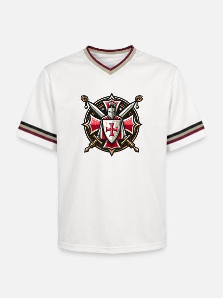 Knights templar - Unisex Football Style Mesh T-Shirt - offwhite/burgundy