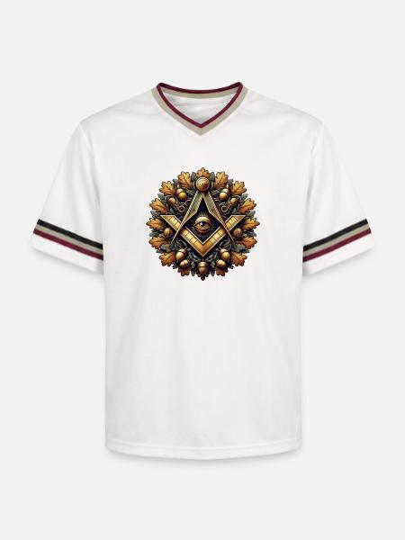 Masonic Logo - Unisex Football Style Mesh T-Shirt - offwhite/burgundy
