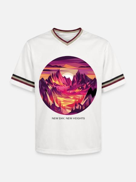 New Day, New Heights - Unisex Football Style Mesh T-Shirt - offwhite/burgundy