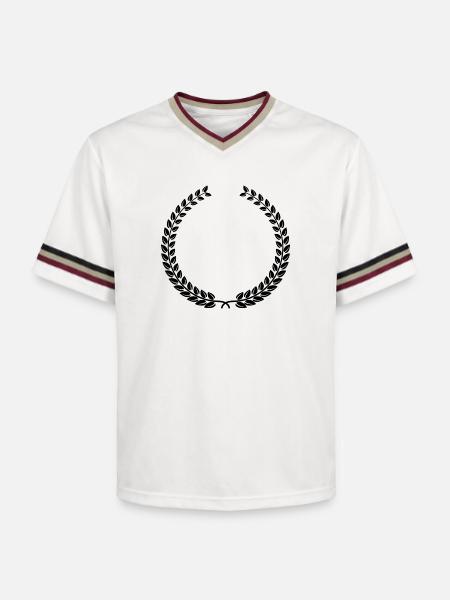 Laurel Wreath Vintage Award Badge Frame Vector - Unisex Football Style Mesh T-Shirt - offwhite/burgundy