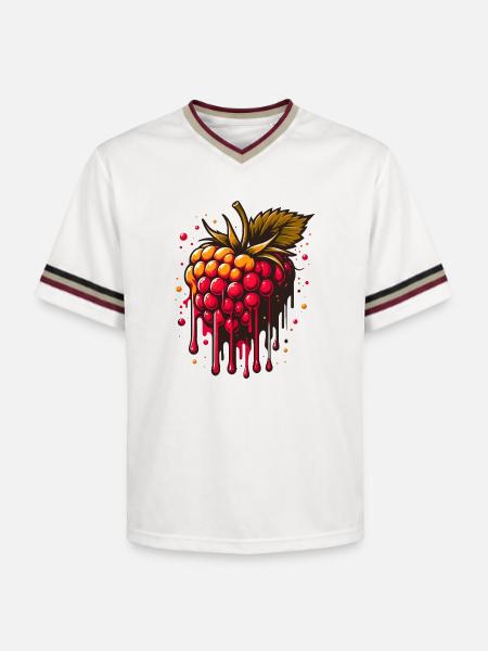 Two-tone dripping raspberry - Unisex Football Style Mesh T-Shirt - offwhite/burgundy