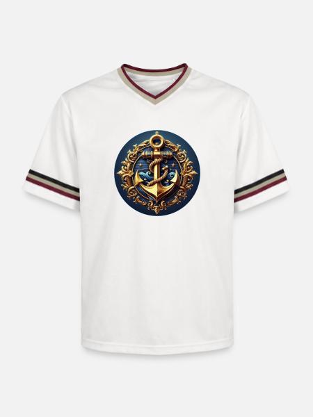 Anchor Logo - Unisex Football Style Mesh T-Shirt - offwhite/burgundy