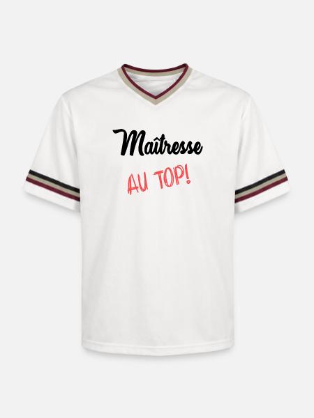 MISTRESS - Unisex Football Style Mesh T-Shirt - offwhite/burgundy