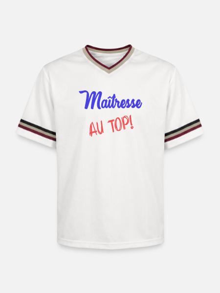 MISTRESS - Unisex Football Style Mesh T-Shirt - offwhite/burgundy