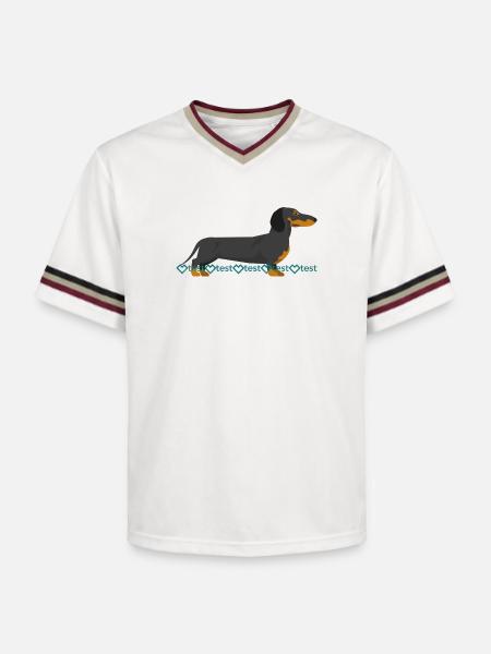 Image du teckel - T-shirt de foot unisexe en mesh - blanc cassé/bordeaux
