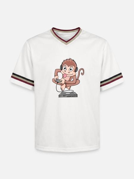 Monkey plays video games - Unisex Football Style Mesh T-Shirt - offwhite/burgundy