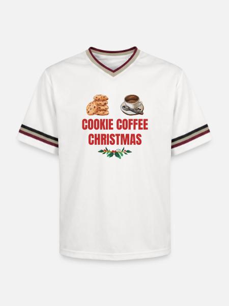 Cookie Coffee Christmas Eve - Unisex Football Style Mesh T-Shirt - offwhite/burgundy