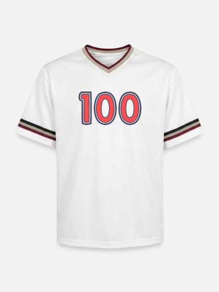 100. 100 YEARS. 100th ANNIVERSARY - Unisex Football Style Mesh T-Shirt - offwhite/burgundy