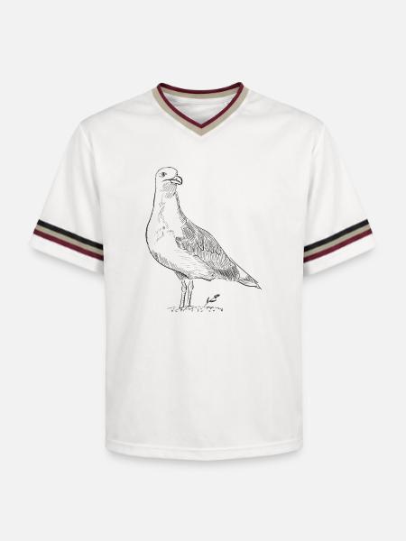 Vintage Dove – Hand Drawn Bird Sketch - Unisex Football Style Mesh T-Shirt - offwhite/burgundy