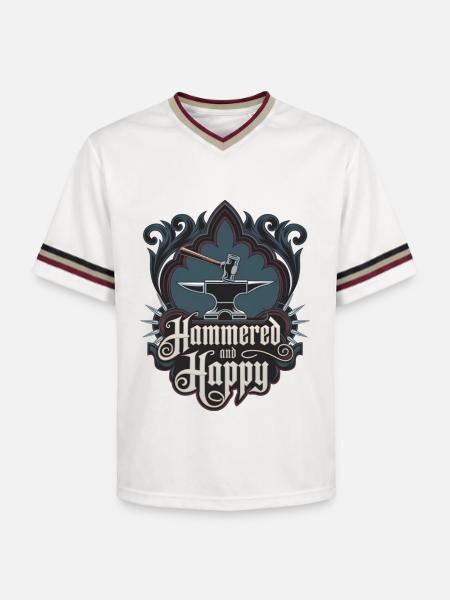 Martelé et heureux - T-shirt de foot unisexe en mesh - blanc cassé/bordeaux