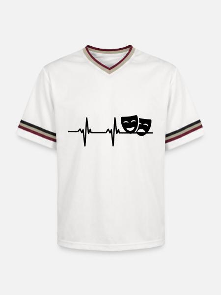 Drama Masks Theatre Heart palpitations - Unisex Football Style Mesh T-Shirt - offwhite/burgundy