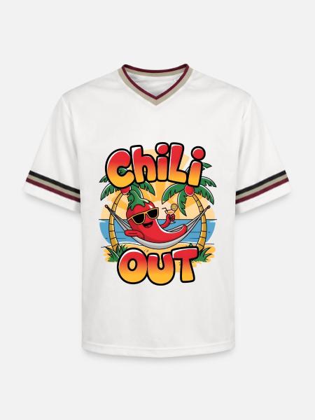 Chili Out - Unisex Football Style Mesh T-Shirt - offwhite/burgundy