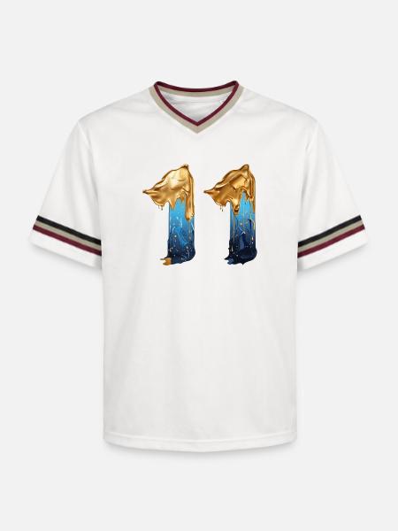 NEJ. 11 NUMMER 11 SEJ 11 ÅRS FØDSELSDAG - Unisex fodbold-T-shirt i mesh - offwhite/bordeaux