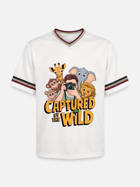 Captured By The Wild - Unisex Football Style Mesh T-Shirt - offwhite/burgundy