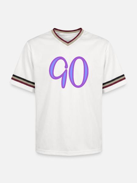 90 - Unisex Football Style Mesh T-Shirt - offwhite/burgundy