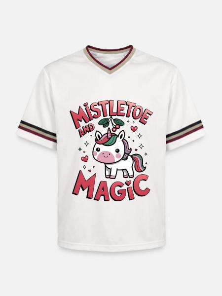 Mistletoe And Magic - Unisex Football Style Mesh T-Shirt - offwhite/burgundy