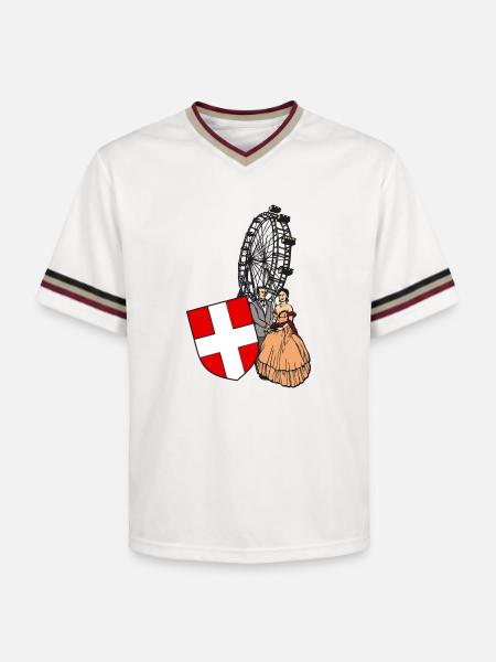 Vienna Panorama - Unisex Football Style Mesh T-Shirt - offwhite/burgundy