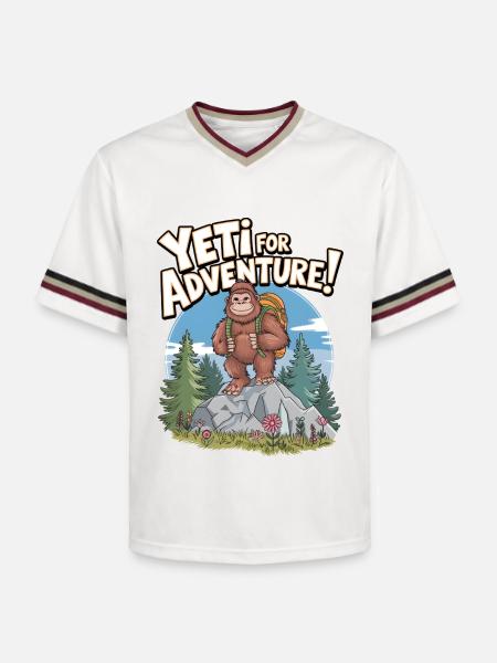 Yeti For Adventure - Unisex Football Style Mesh T-Shirt - offwhite/burgundy