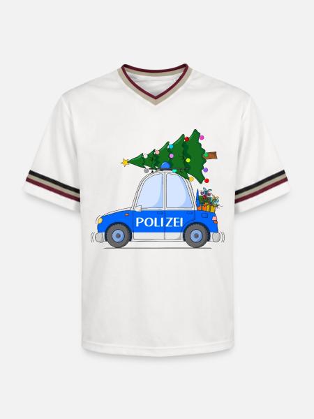 Police Car Christmas - Unisex Football Style Mesh T-Shirt - offwhite/burgundy