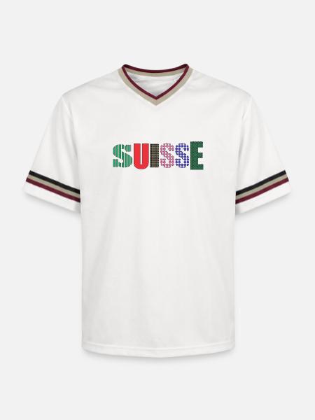 SUISSE. PAYS - T-shirt de foot unisexe en mesh - blanc cassé/bordeaux