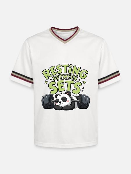 Resting Between Sets - Unisex Football Style Mesh T-Shirt - offwhite/burgundy