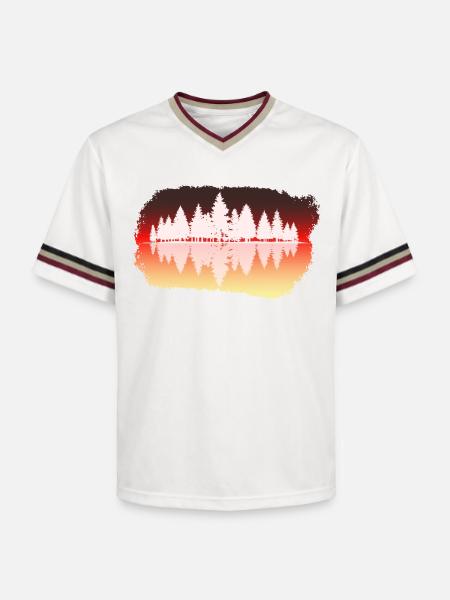 Wald - Forest - Unisex Football Style Mesh T-Shirt - Offwhite/Bordeaux