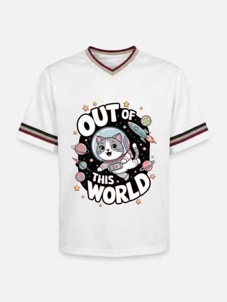 Out Of This World - Unisex Football Style Mesh T-Shirt - offwhite/burgundy