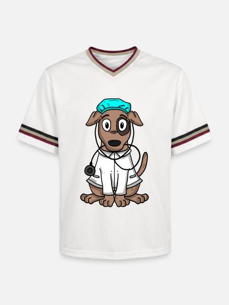 Dog Doctor - Unisex Football Style Mesh T-Shirt - offwhite/burgundy