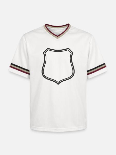 Leeres Schildlinien-Symbol Abzeichen Wappen Umrisssymbol - Unisex Football Style Mesh T-Shirt - Offwhite/Bordeaux