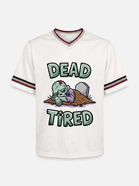Dead Tired - Unisex Football Style Mesh T-Shirt - offwhite/burgundy