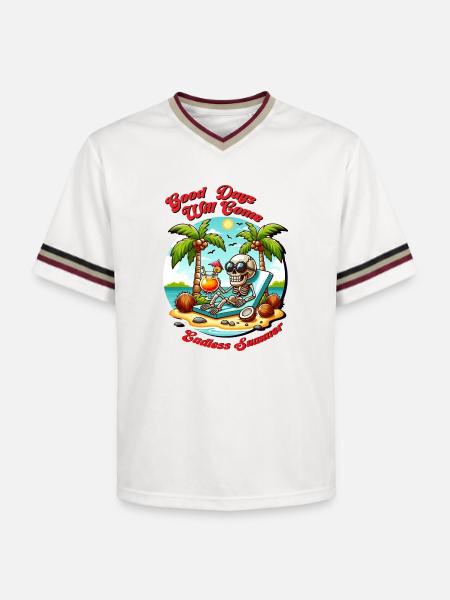 Summer good days - Unisex Football Style Mesh T-Shirt - offwhite/burgundy