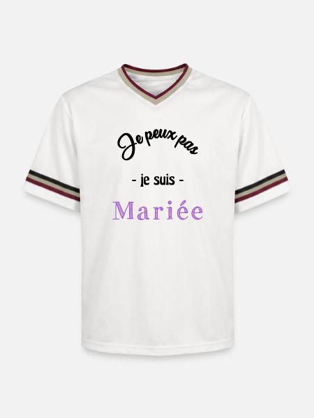 MARIEE. EVJF - T-shirt de foot unisexe en mesh - blanc cassé/bordeaux