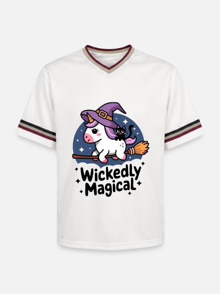 Wickedly Magical - Unisex Football Style Mesh T-Shirt - offwhite/burgundy