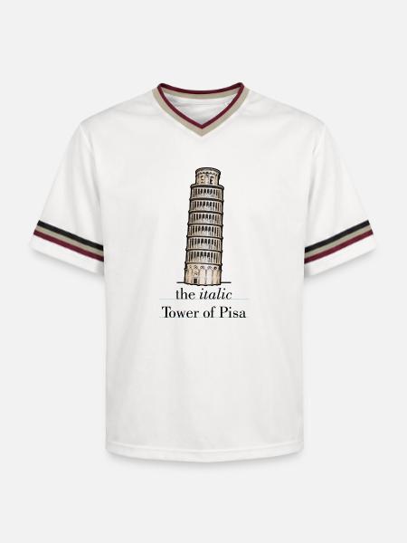 the italic Tower - Unisex Football Style Mesh T-Shirt - Offwhite/Bordeaux
