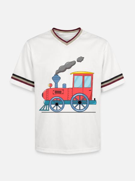 Children's train railway pink - Unisex Football Style Mesh T-Shirt - offwhite/burgundy