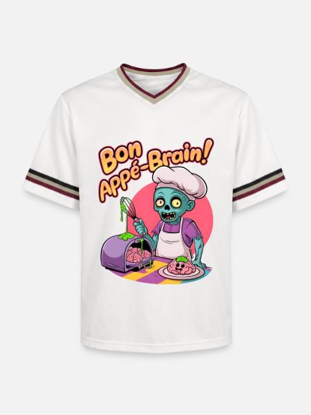 Bon Appé-brain! - Unisex Football Style Mesh T-Shirt - offwhite/burgundy
