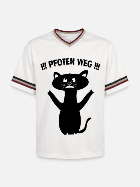 Pfoten Weg! – Schwarze Katze Statement - Unisex Football Style Mesh T-Shirt - Offwhite/Bordeaux